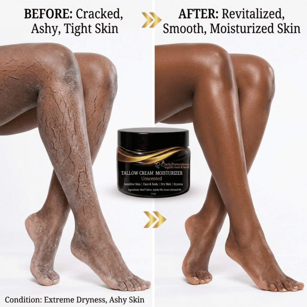 Natural Tallow Skincare for Eczema & Dry Sensitive Skin and Back2naturalness Ghana Whipped Shea Butter for dry sensitive skin